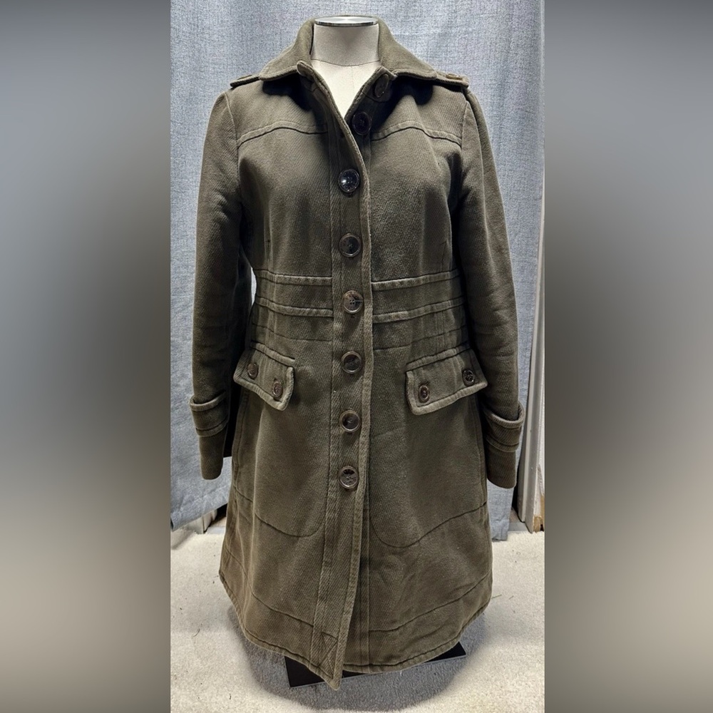 Marc Jacobs Olive Trench Coat with Button Detail